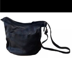 Chic Black Leather Crossbody Bag. Great American leather. Good used condition